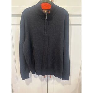 Tailorbyrd Men's Dark Gray 100% Merino Wool 1/4 Zip Sweater casual preppy Size L